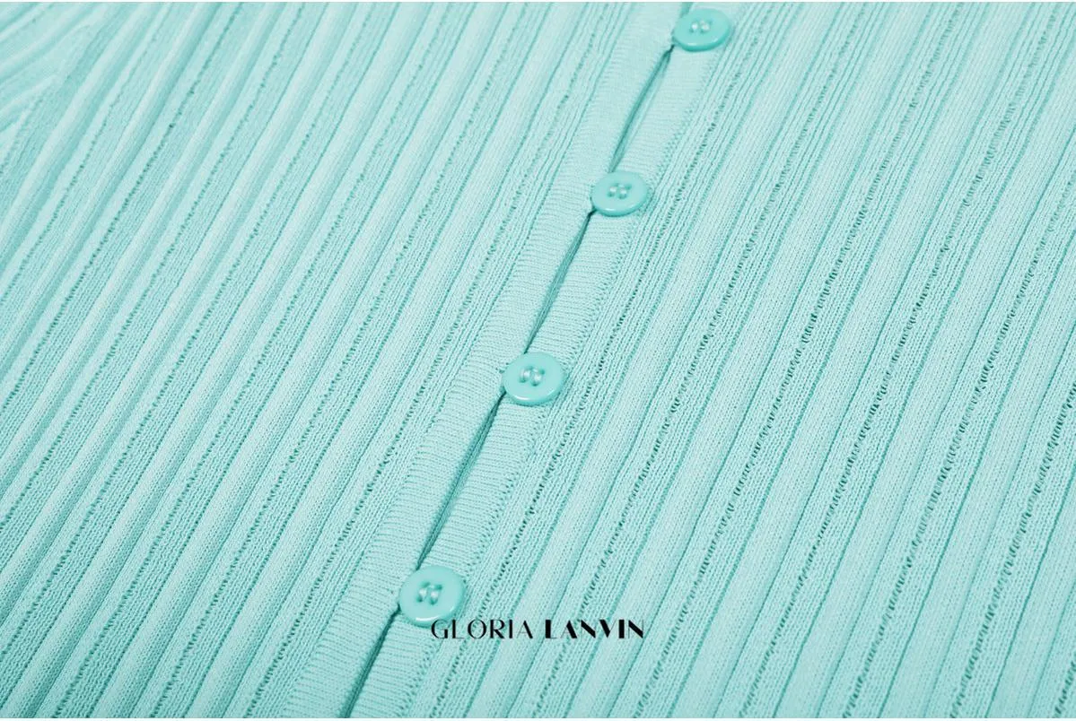 Archetypes ribbed pointelle-knit sweaters in green Gloria Lanvin