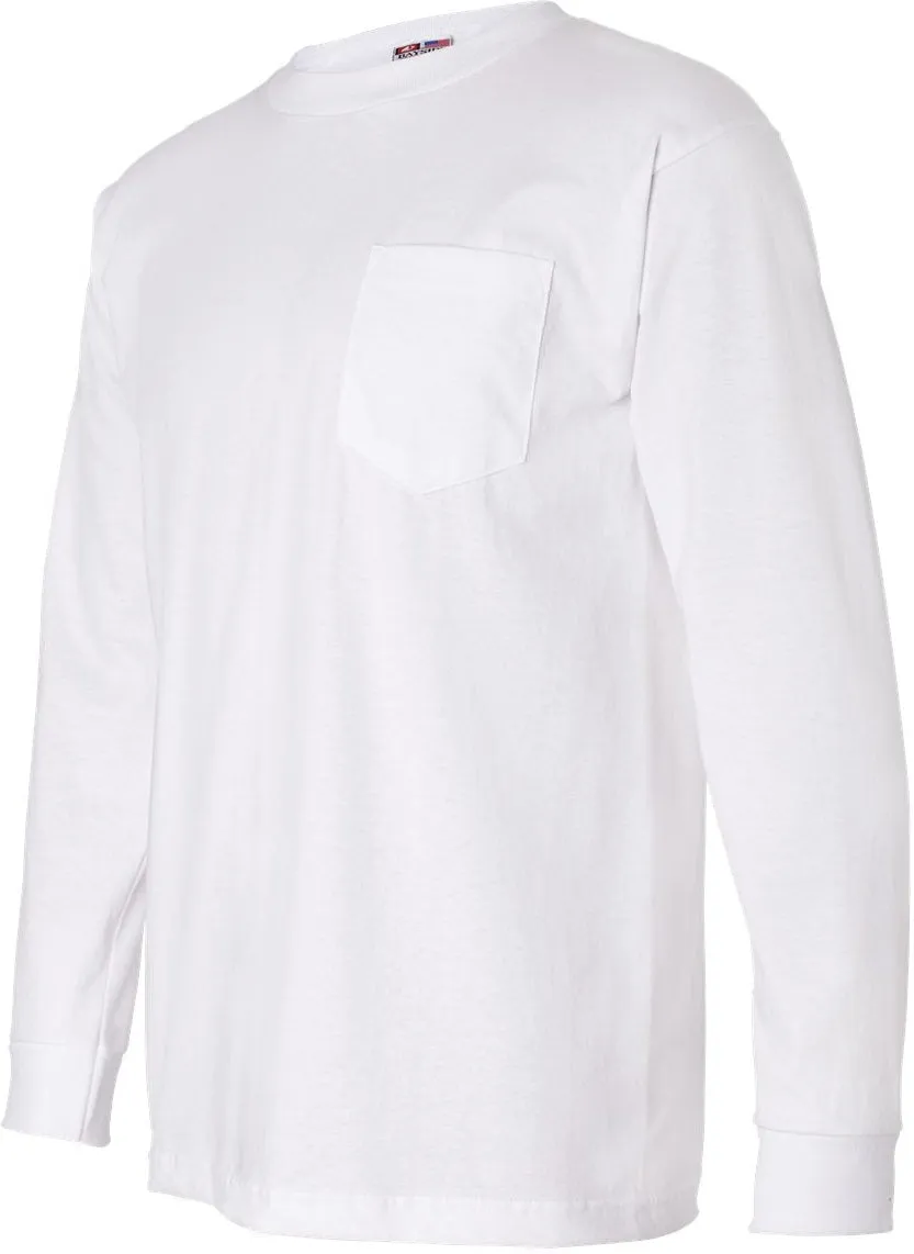 Bayside USA-Made Long Sleeve TShirt with a Pocket