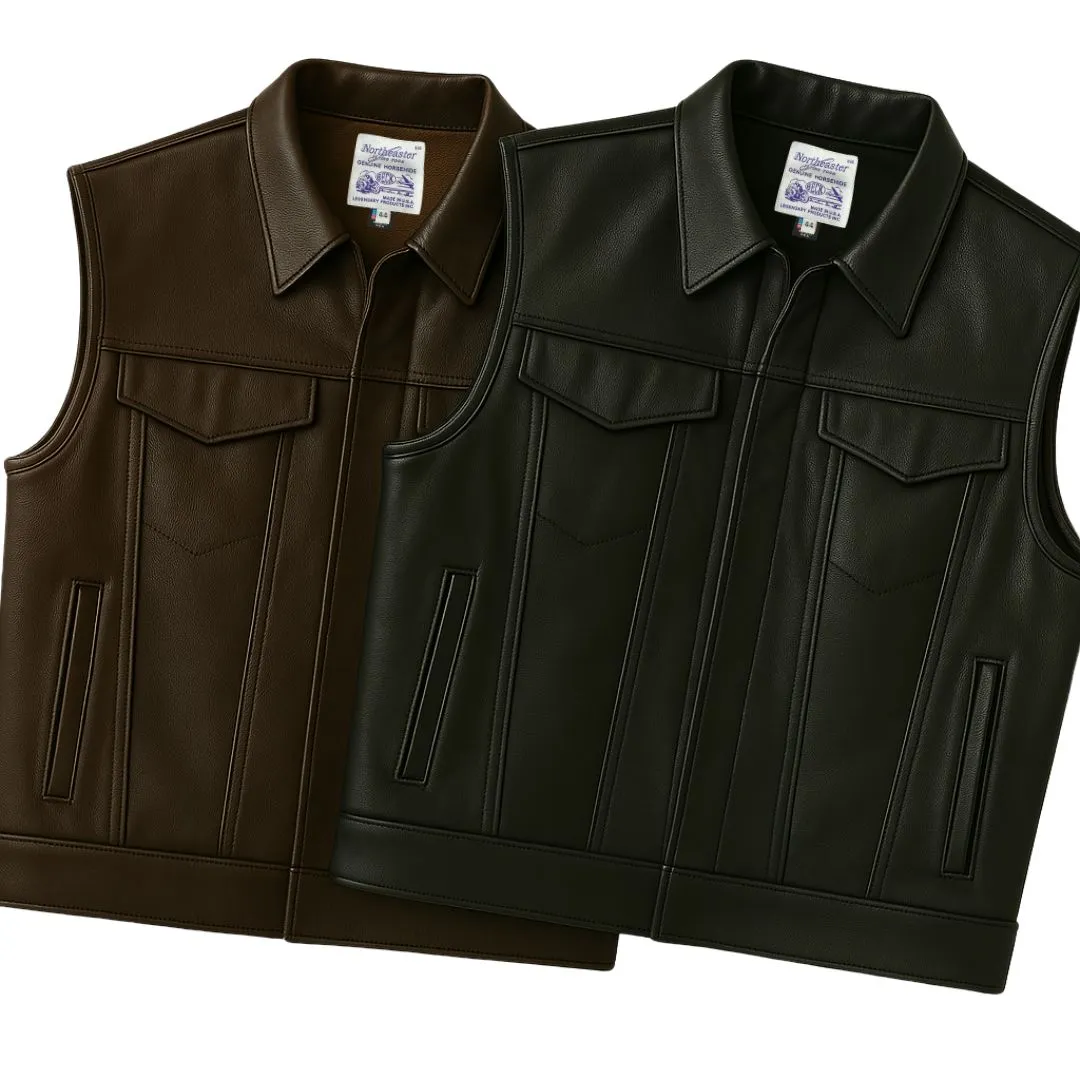 BECK® 501 Trucker Style Genuine Horsehide Motorcycle Vest - Black