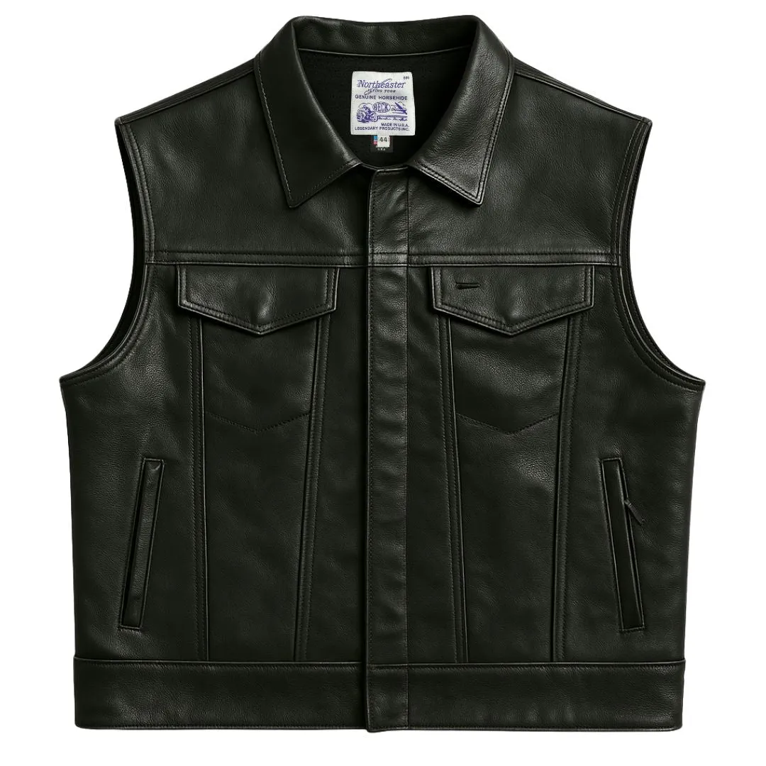 BECK® 501 Trucker Style Genuine Horsehide Motorcycle Vest - Black
