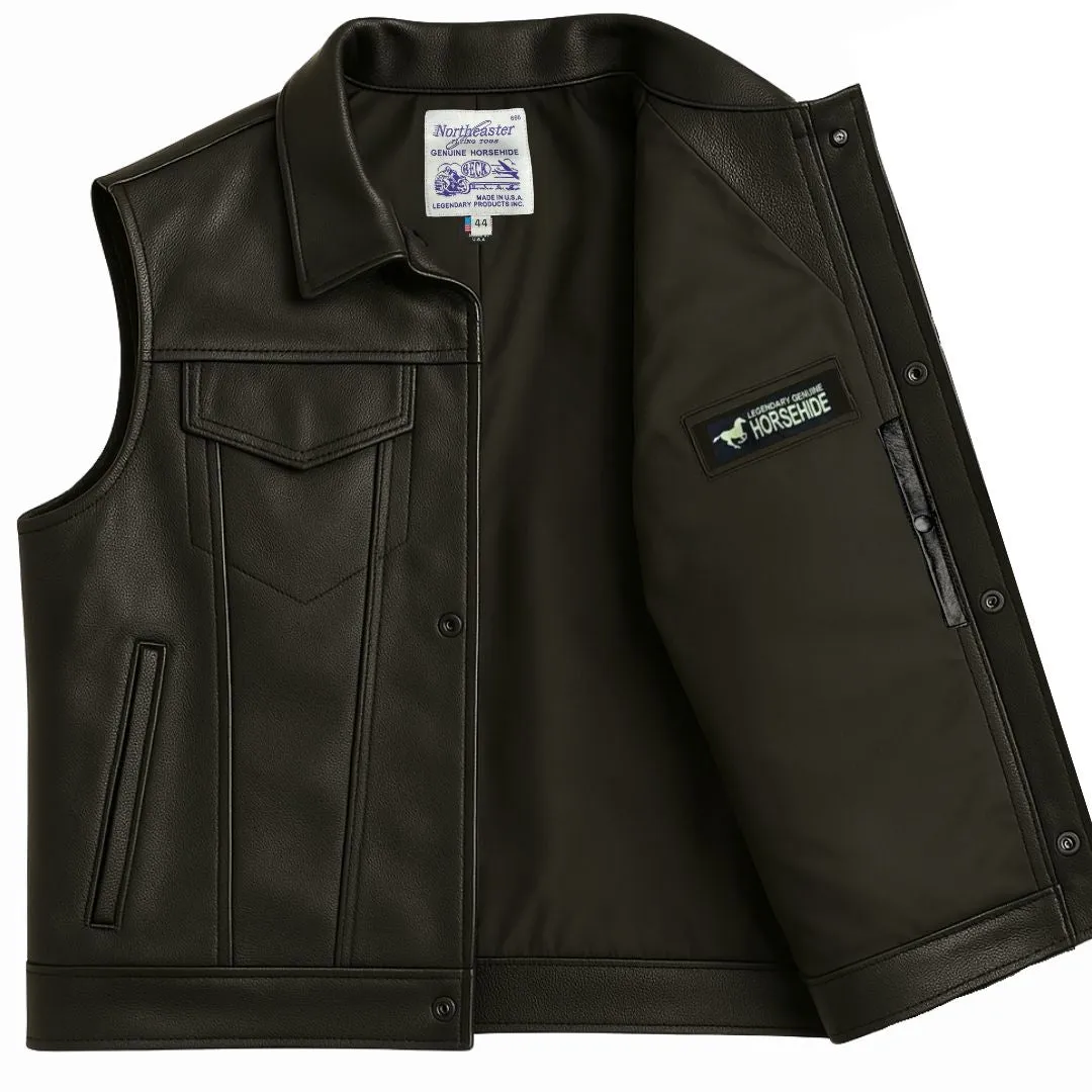 BECK® 501 Trucker Style Genuine Horsehide Motorcycle Vest - Black