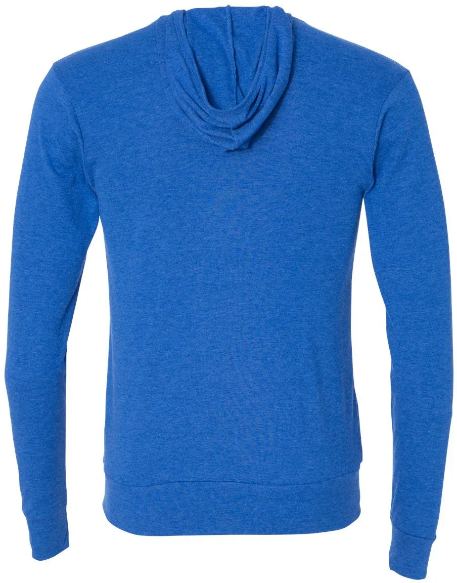 Bella Canvas Unisex Triblend Lightweight Full-Zip Hooded Long Sleeve Tee