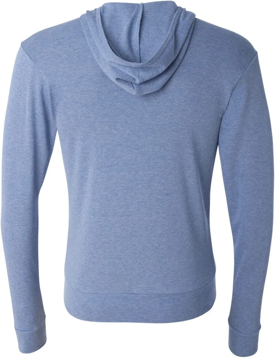 Bella Canvas Unisex Triblend Lightweight Full-Zip Hooded Long Sleeve Tee