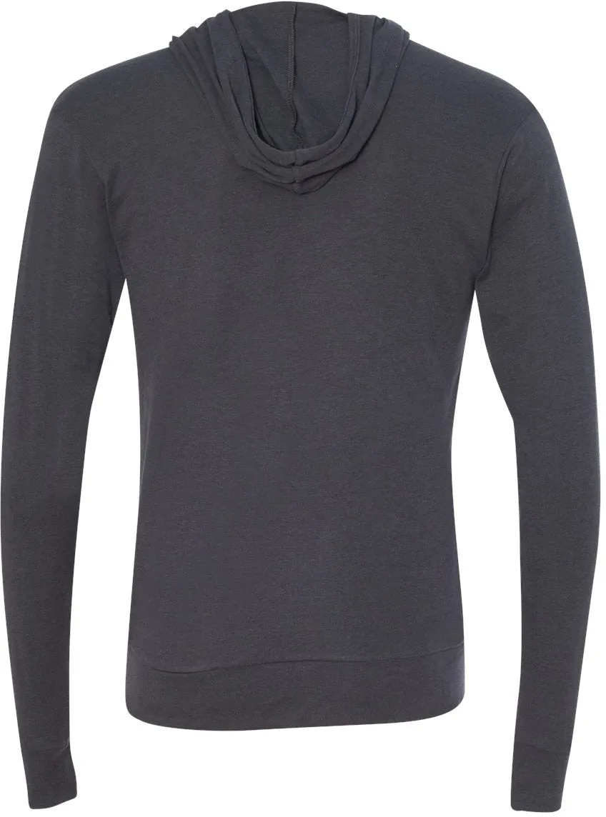 Bella Canvas Unisex Triblend Lightweight Full-Zip Hooded Long Sleeve Tee