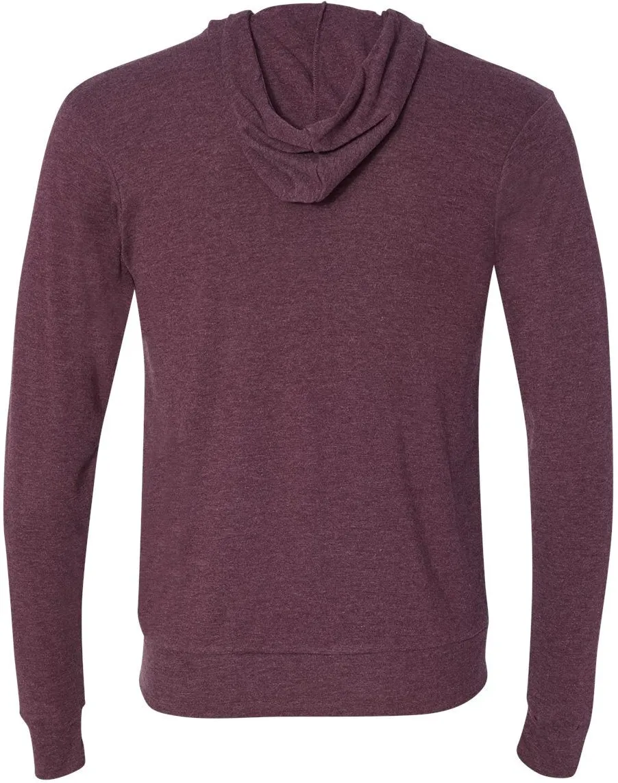 Bella Canvas Unisex Triblend Lightweight Full-Zip Hooded Long Sleeve Tee