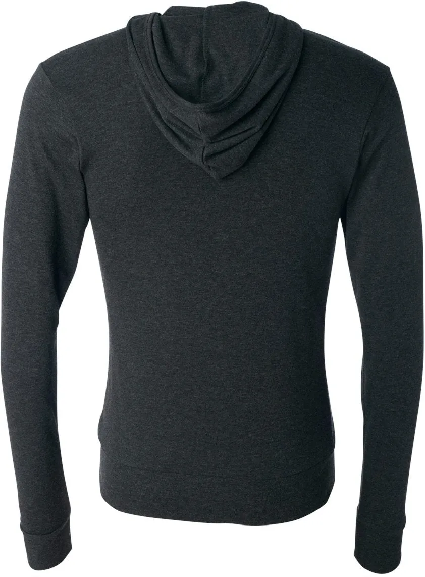 Bella Canvas Unisex Triblend Lightweight Full-Zip Hooded Long Sleeve Tee