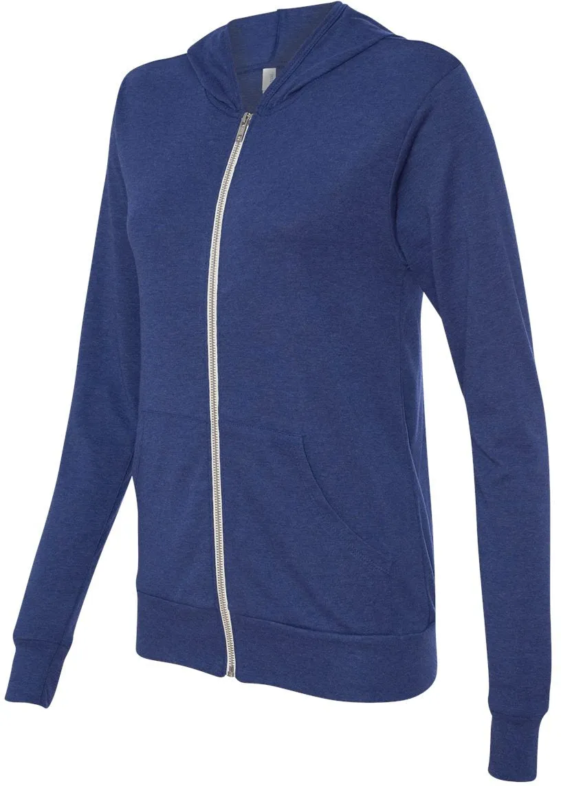 Bella Canvas Unisex Triblend Lightweight Full-Zip Hooded Long Sleeve Tee