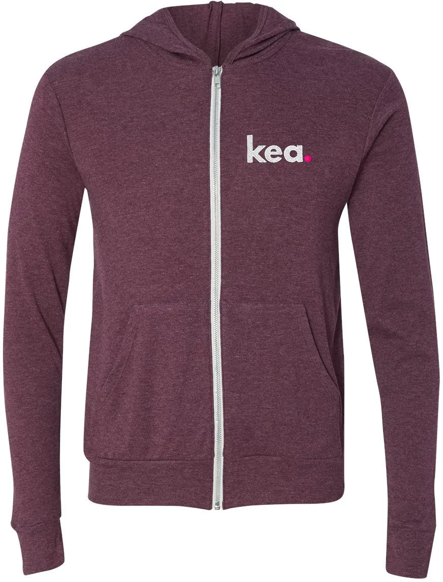 Bella Canvas Unisex Triblend Lightweight Full-Zip Hooded Long Sleeve Tee
