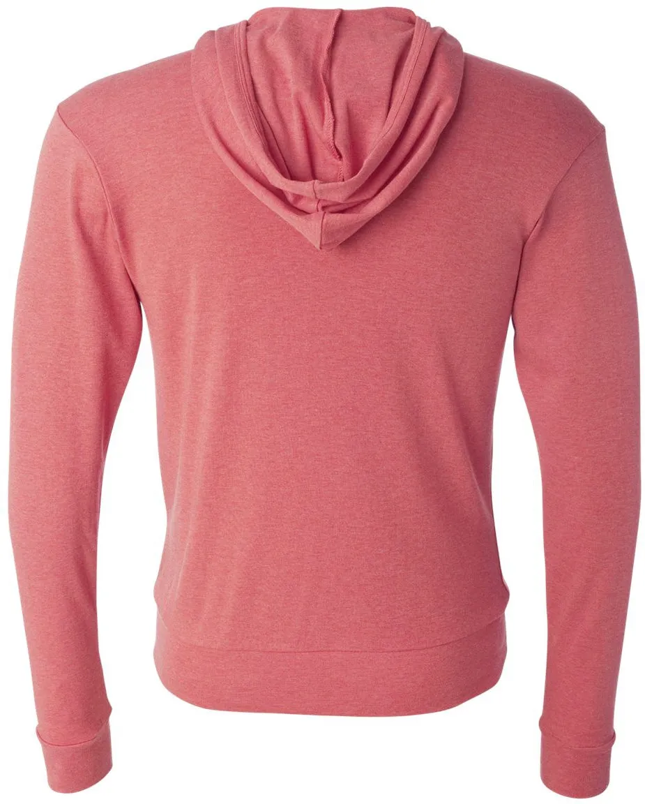 Bella Canvas Unisex Triblend Lightweight Full-Zip Hooded Long Sleeve Tee