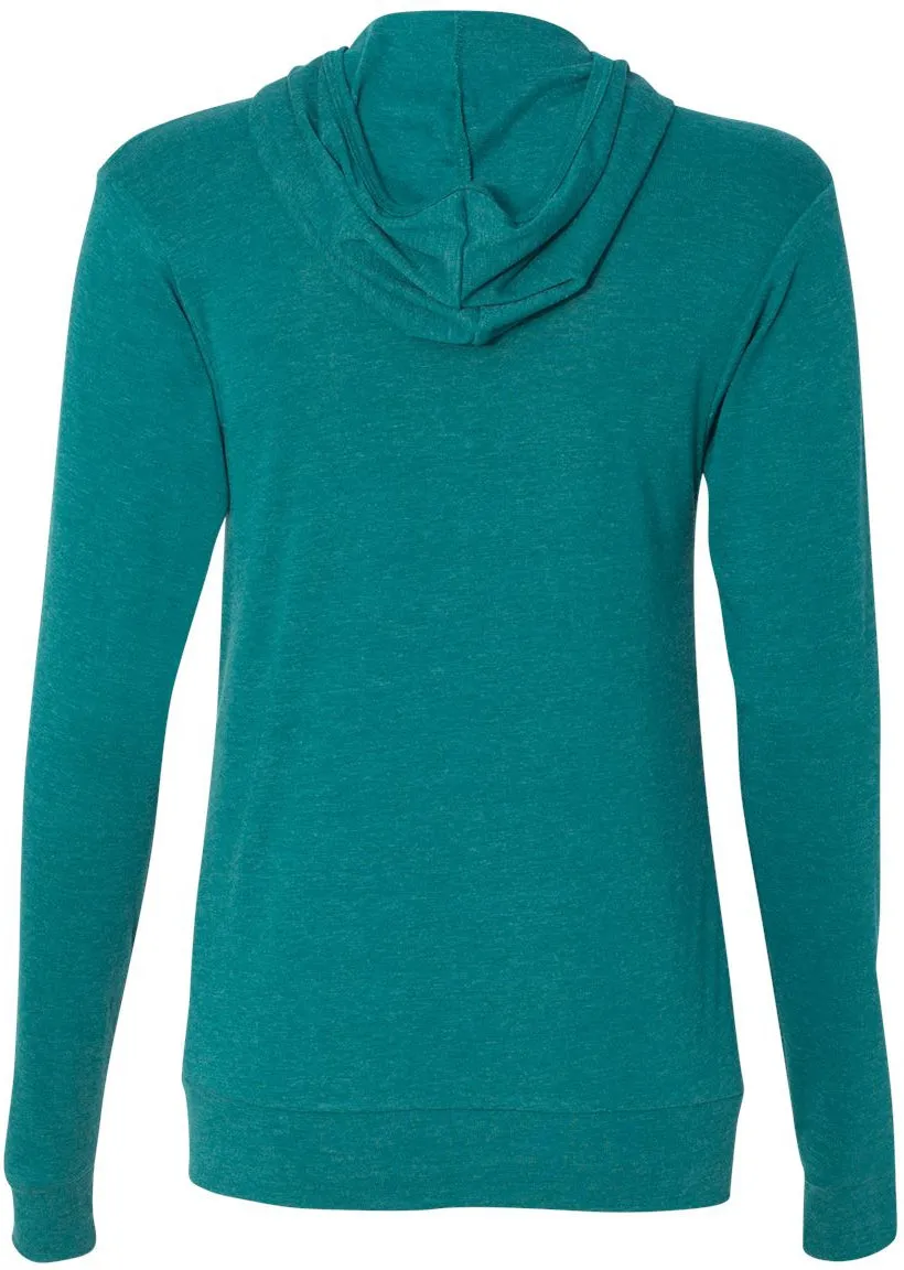 Bella Canvas Unisex Triblend Lightweight Full-Zip Hooded Long Sleeve Tee