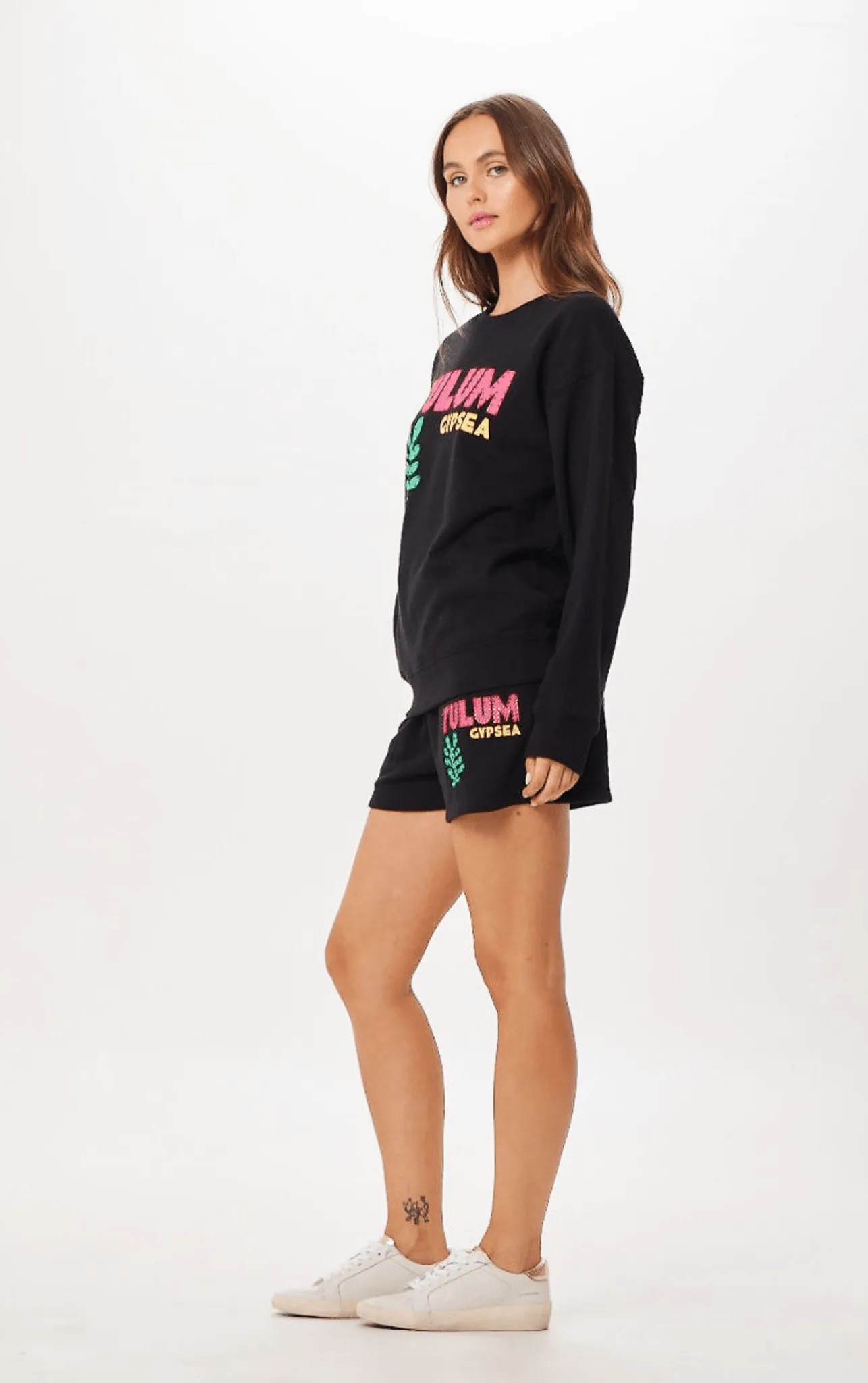 Black Tulum Jet Setter Surf Wash Crewneck