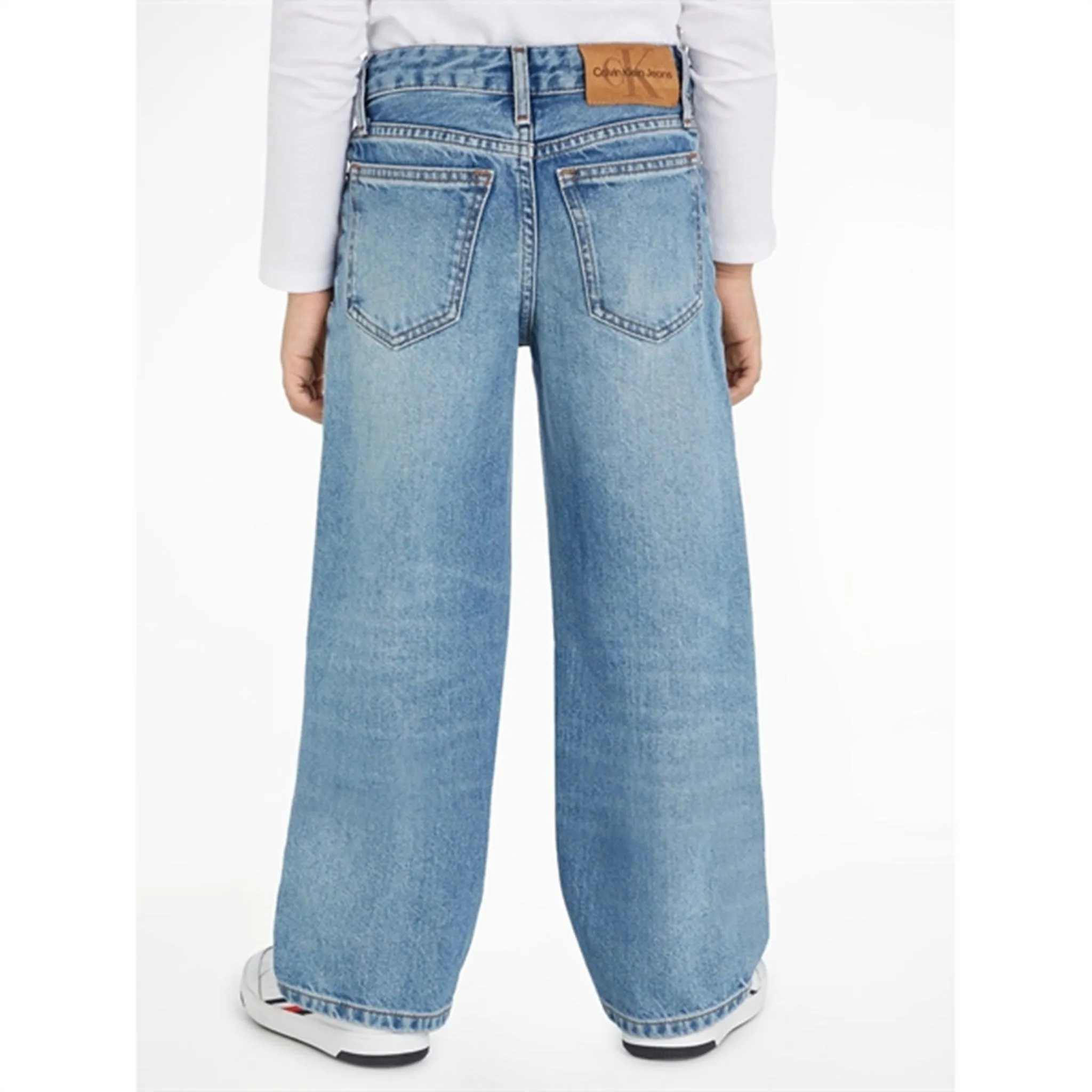 Calvin Klein HR Wide Leg Workwear Denim Jeans Authentic Light Blue