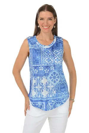 Ceramic Floral High Low Tank Top
