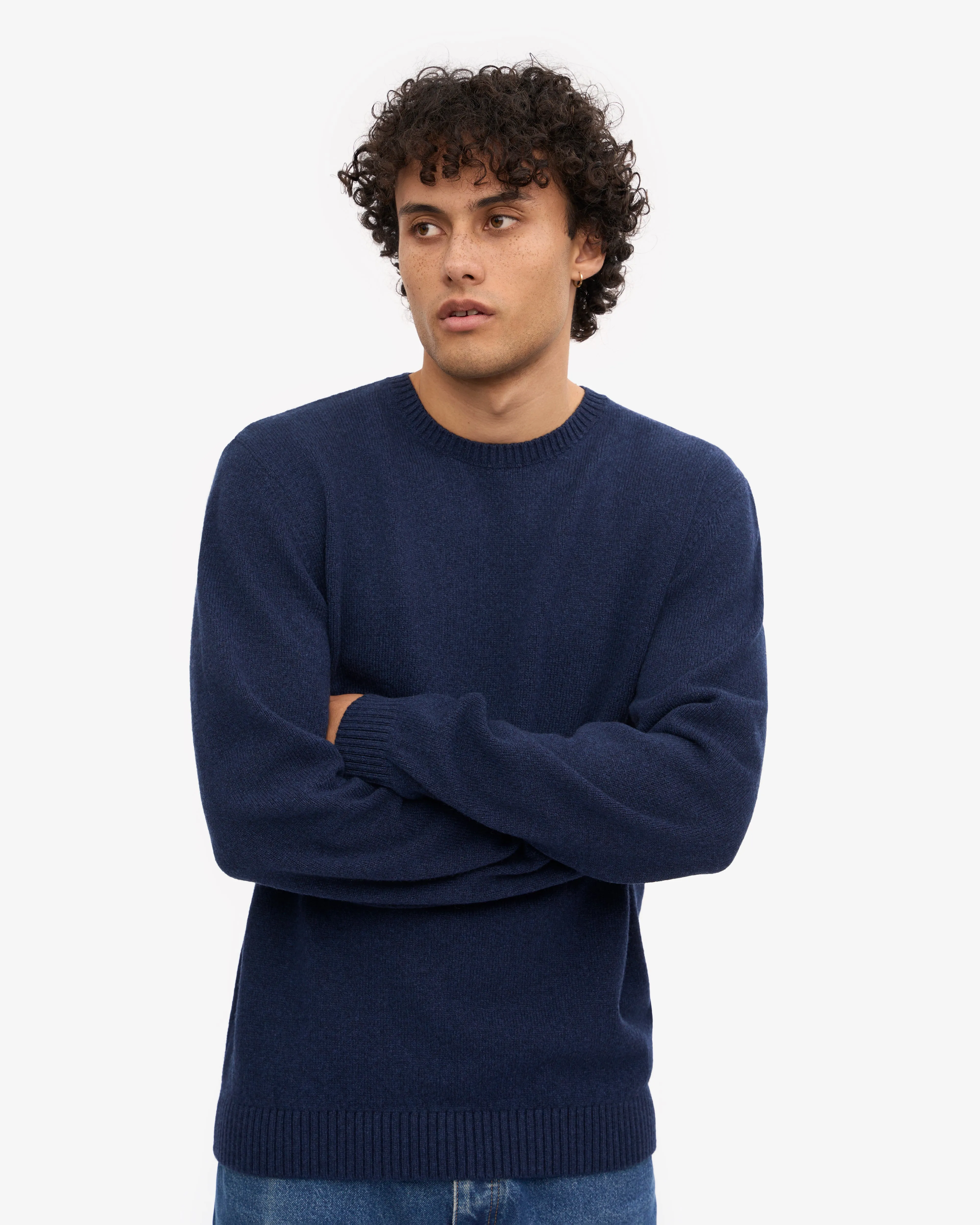 Classic Merino Wool Crew - Marine Blue
