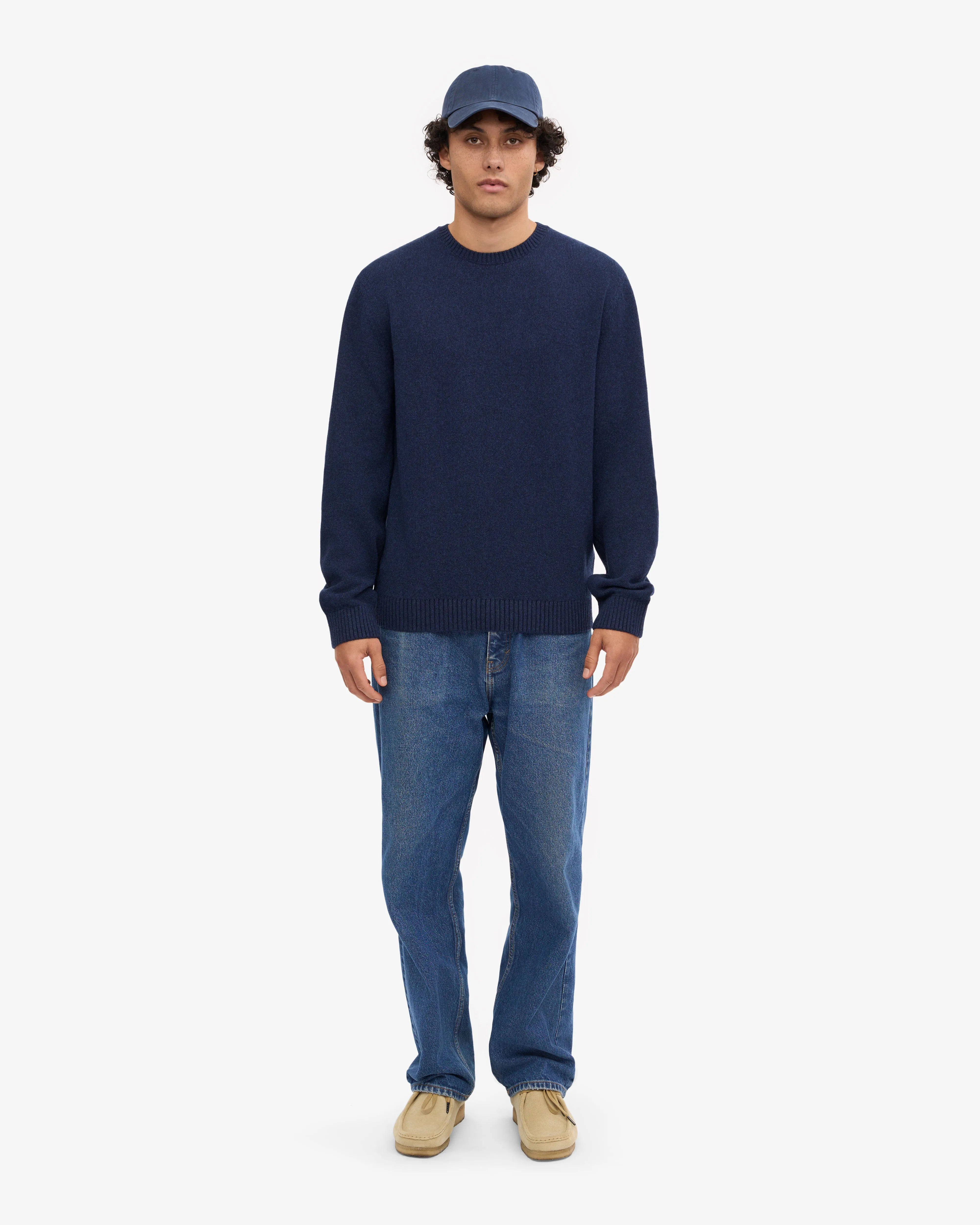 Classic Merino Wool Crew - Marine Blue