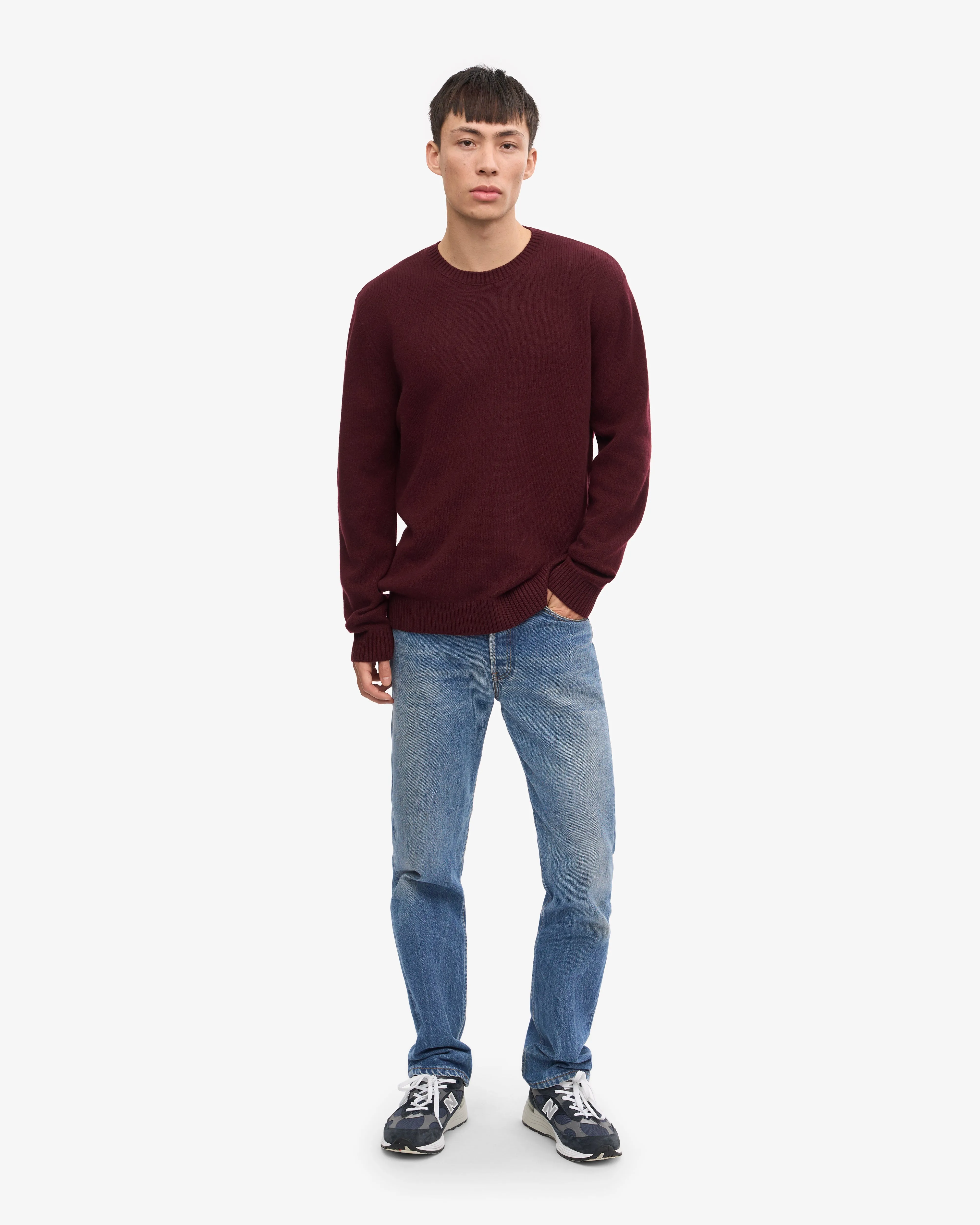 Classic Merino Wool Crew - Oxblood Red