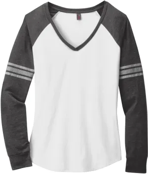 CLOSEOUT - District Ladies Game Long Sleeve V-Neck Tee