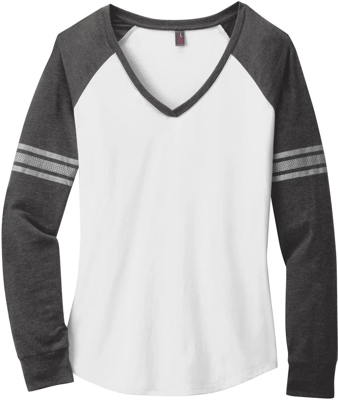 CLOSEOUT - District Ladies Game Long Sleeve V-Neck Tee