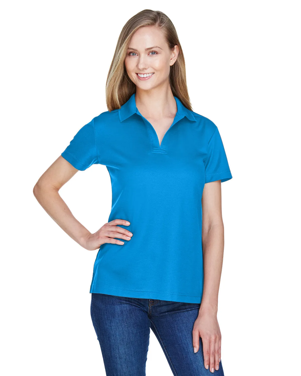 Devon & Jones Ladies CrownLux Performance Plaited Polo