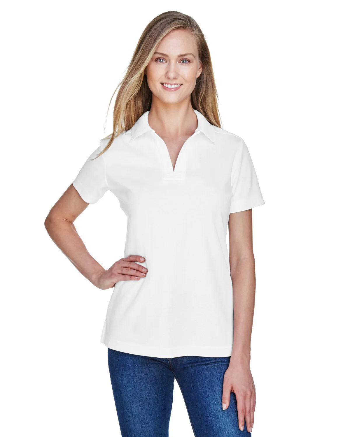 Devon & Jones Ladies CrownLux Performance Plaited Polo