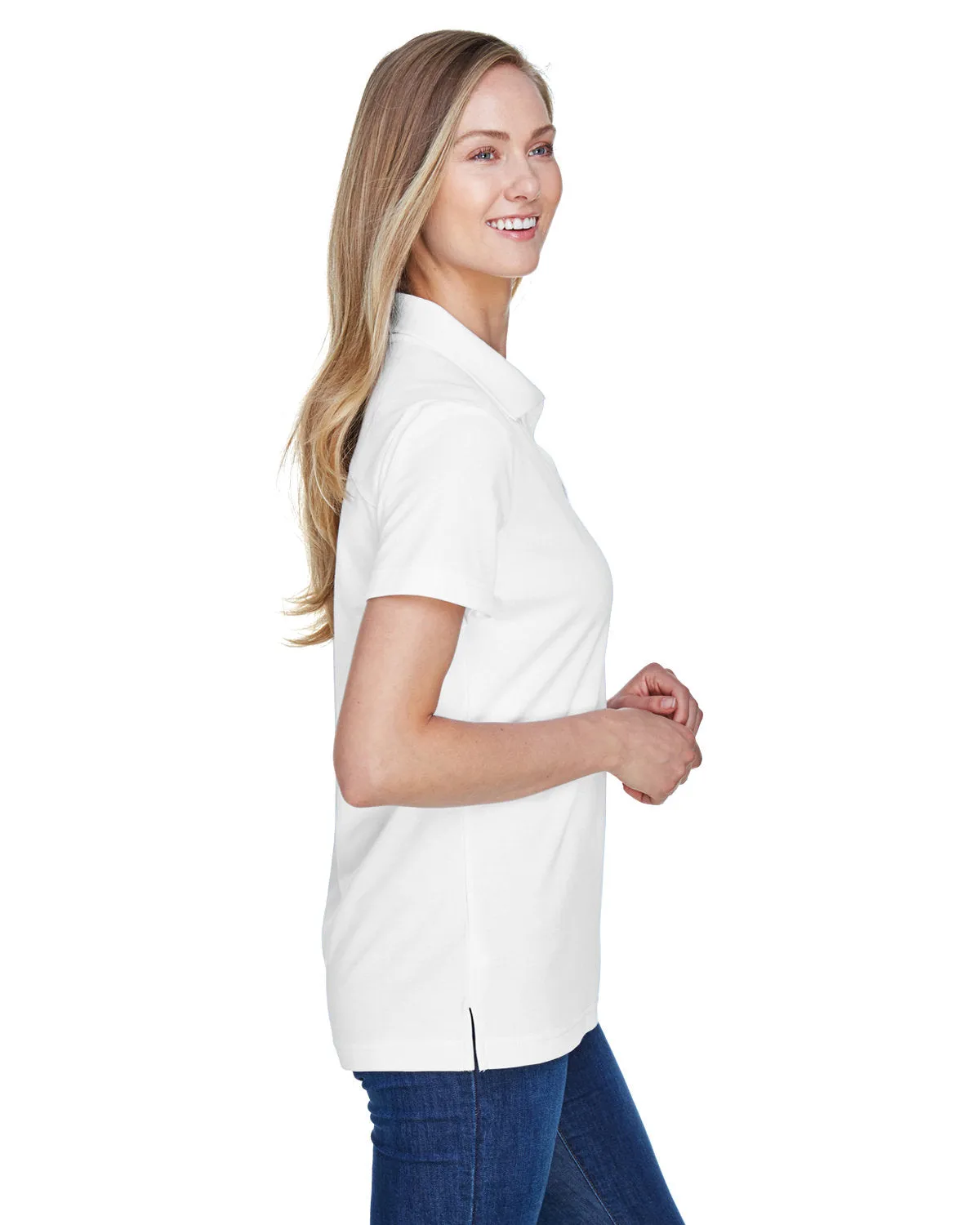 Devon & Jones Ladies CrownLux Performance Plaited Polo