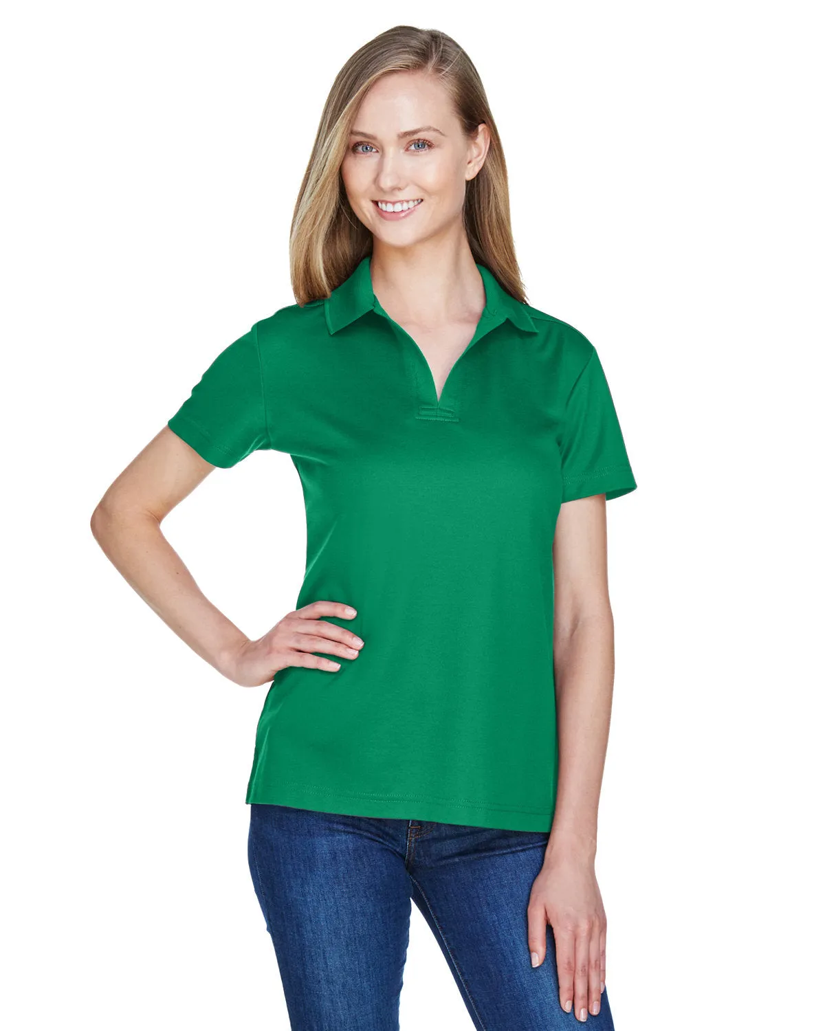 Devon & Jones Ladies CrownLux Performance Plaited Polo