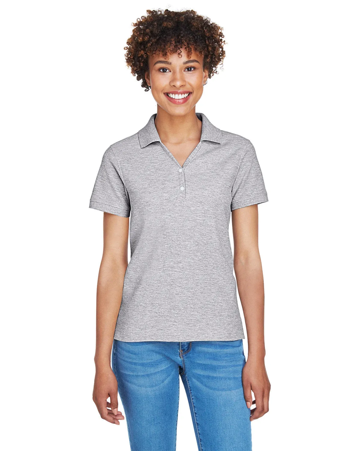 Devon & Jones Ladies Pima Pique Short-Sleeve Y-Collar Polo