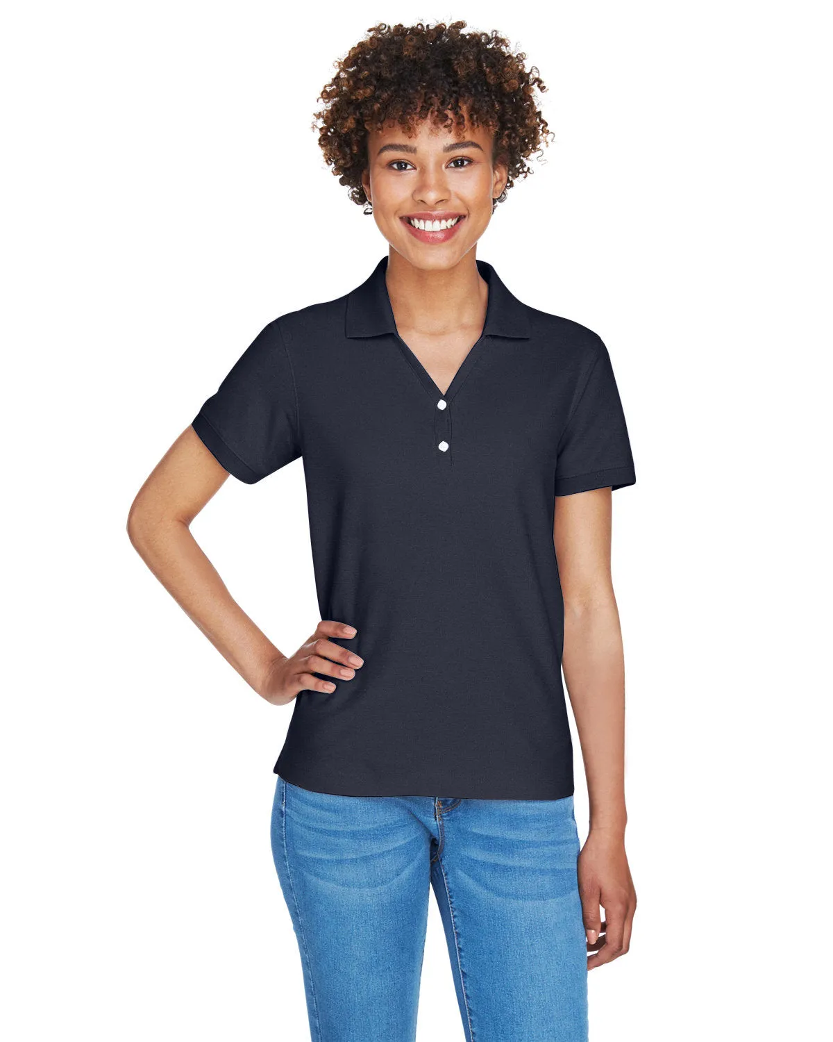 Devon & Jones Ladies Pima Pique Short-Sleeve Y-Collar Polo