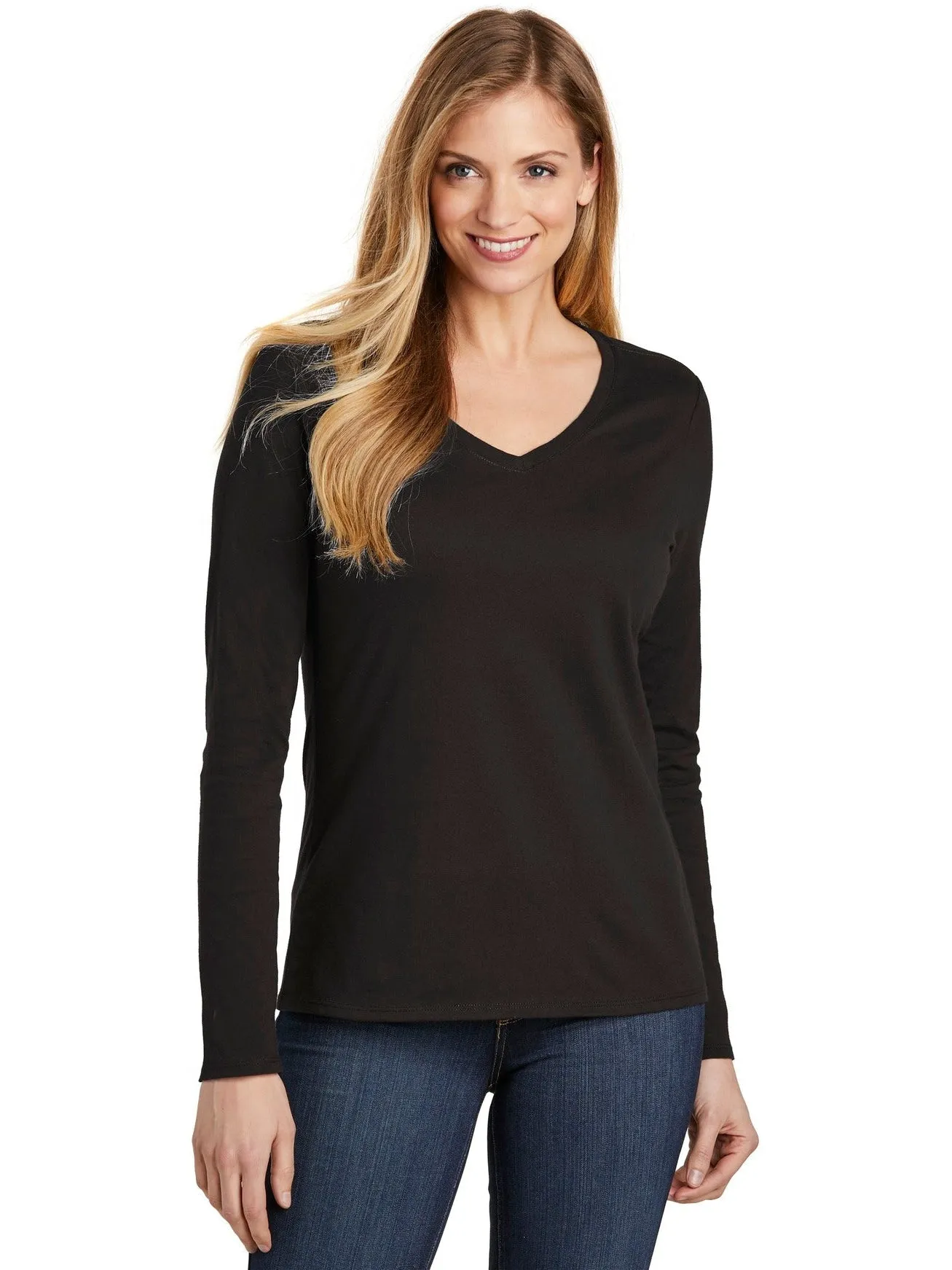 DistrictLadies Very Important TeeLong Sleeve V-Neck