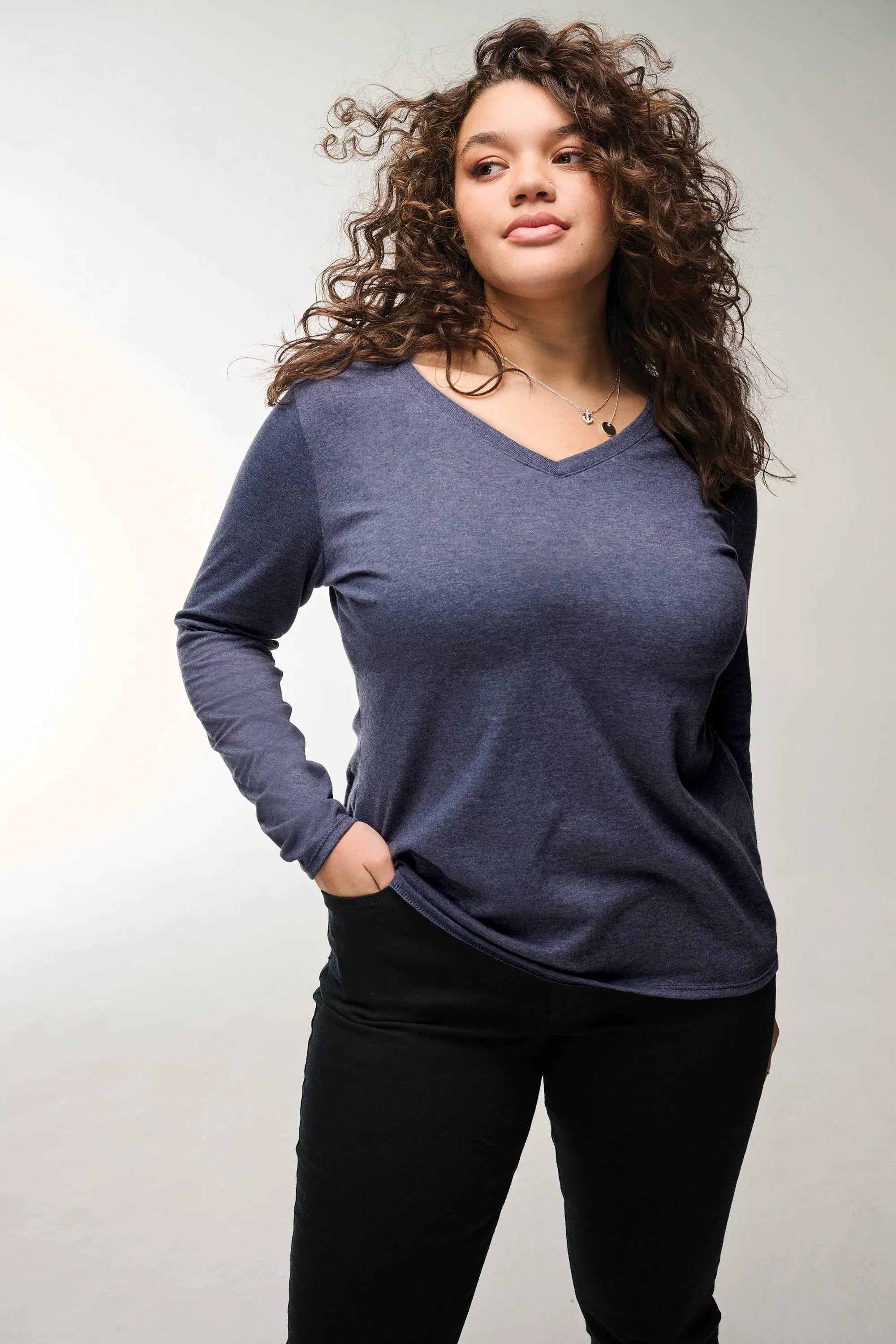 DistrictLadies Very Important TeeLong Sleeve V-Neck