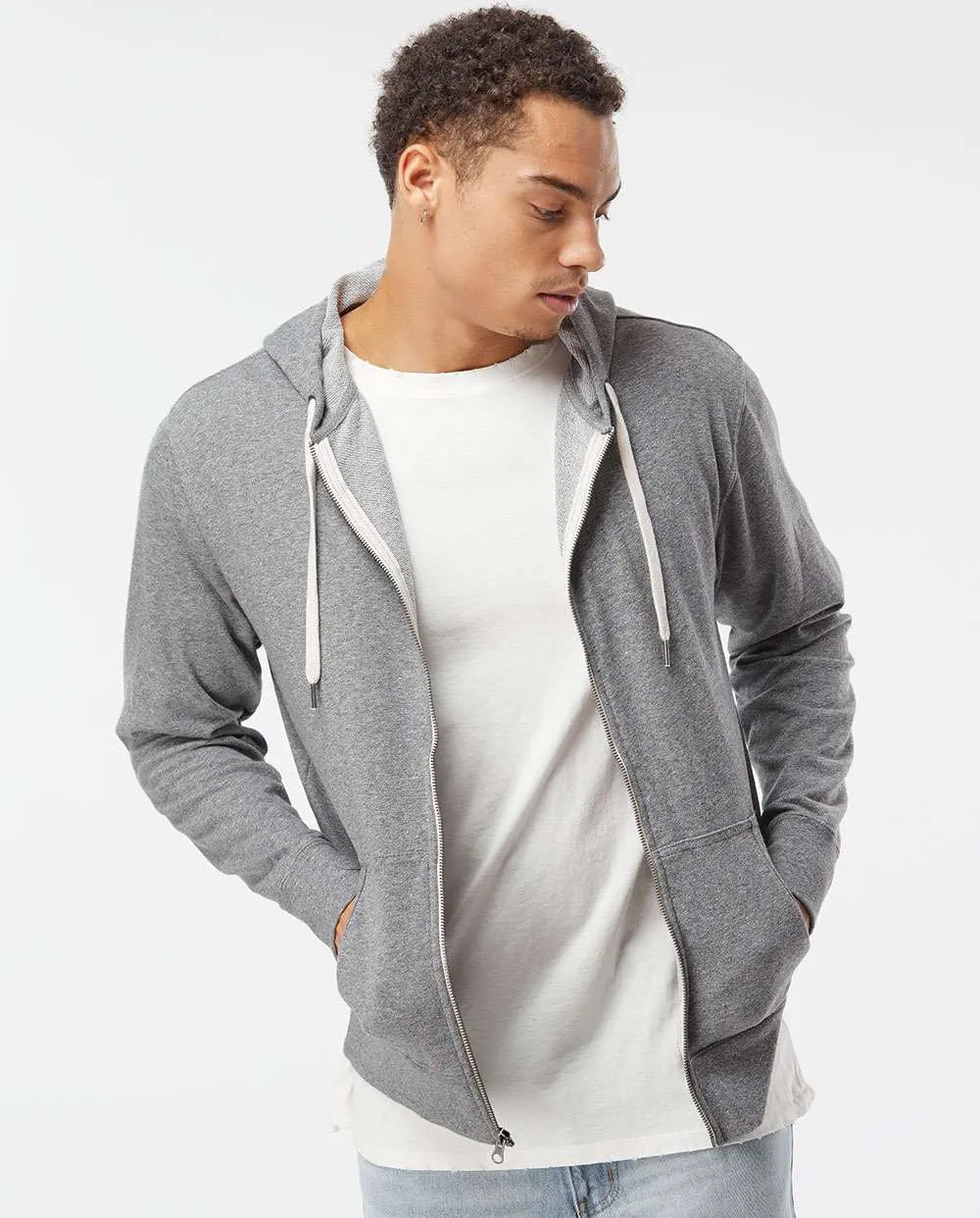 Independent Trading Co. Heathered French Terry Full-Zip Hooded Sweatshirt