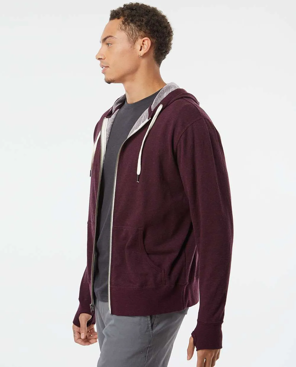 Independent Trading Co. Heathered French Terry Full-Zip Hooded Sweatshirt