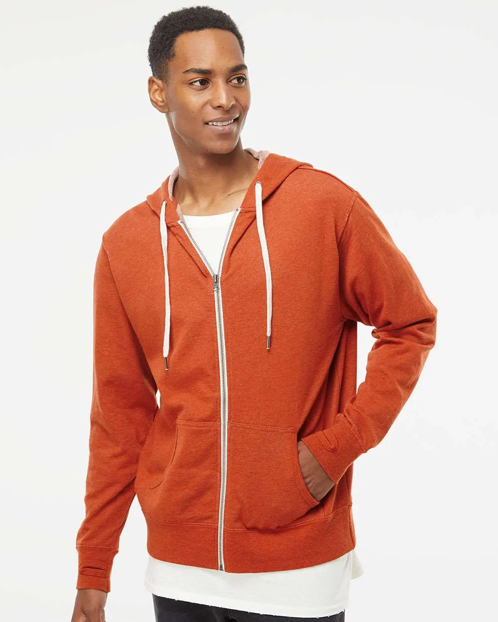 Independent Trading Co. Heathered French Terry Full-Zip Hooded Sweatshirt