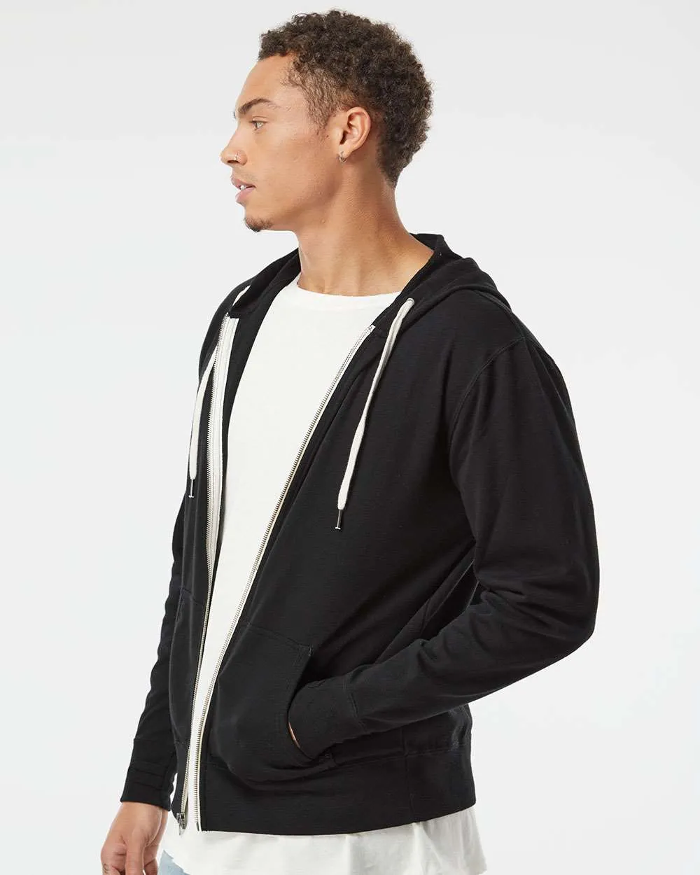 Independent Trading Co. Heathered French Terry Full-Zip Hooded Sweatshirt