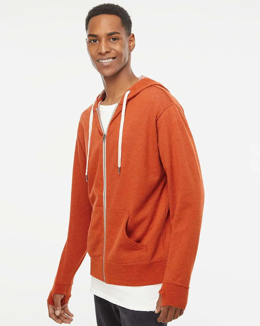 Independent Trading Co. Heathered French Terry Full-Zip Hooded Sweatshirt