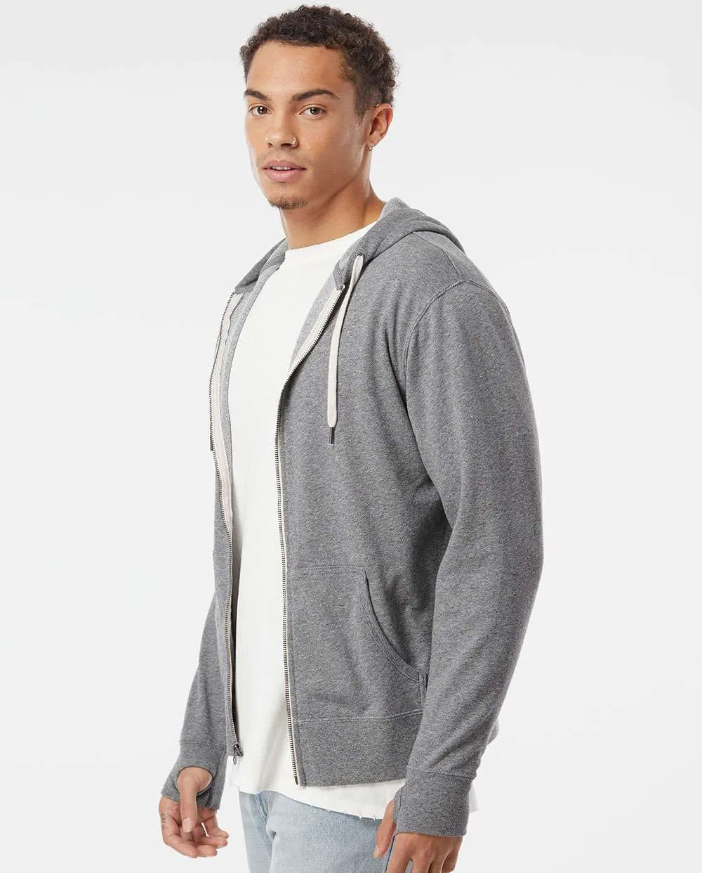 Independent Trading Co. Heathered French Terry Full-Zip Hooded Sweatshirt