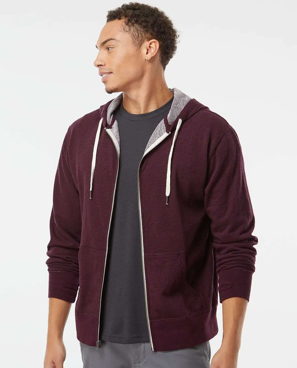 Independent Trading Co. Heathered French Terry Full-Zip Hooded Sweatshirt