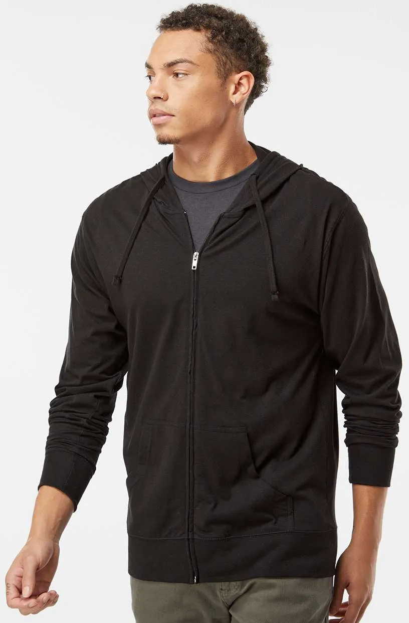Independent Trading Co. Lightweight Jersey Full-Zip Hooded T-Shirt
