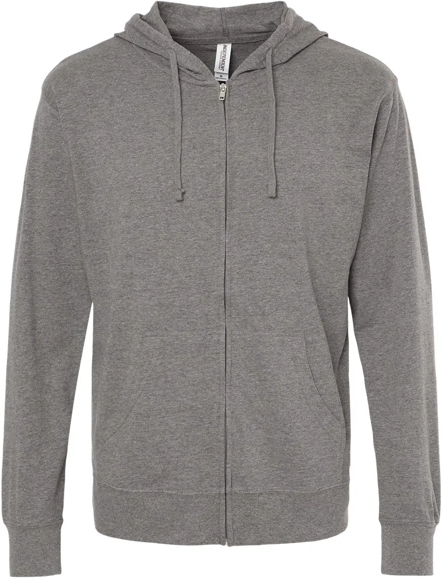 Independent Trading Co. Lightweight Jersey Full-Zip Hooded T-Shirt