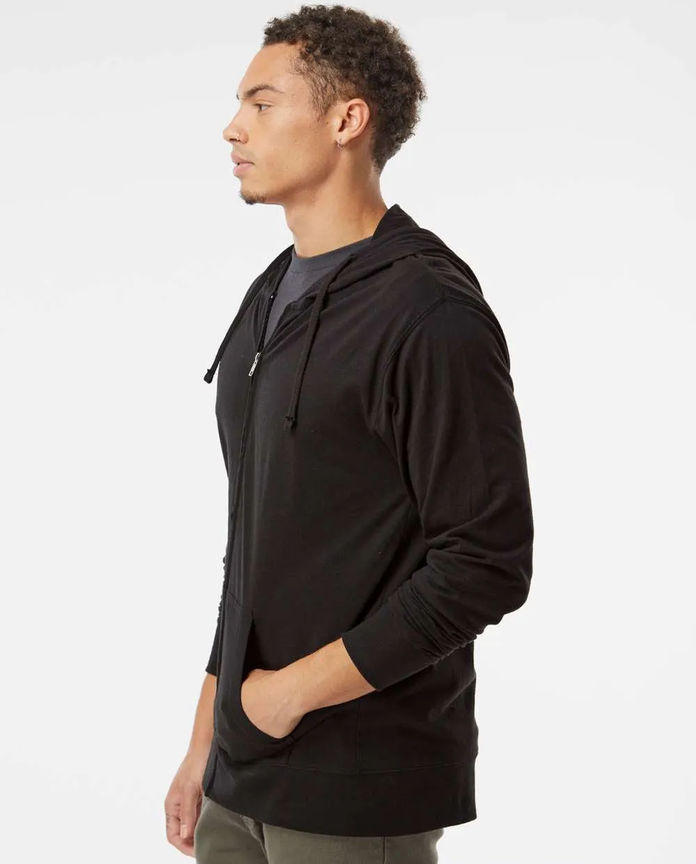 Independent Trading Co. Lightweight Jersey Full-Zip Hooded T-Shirt