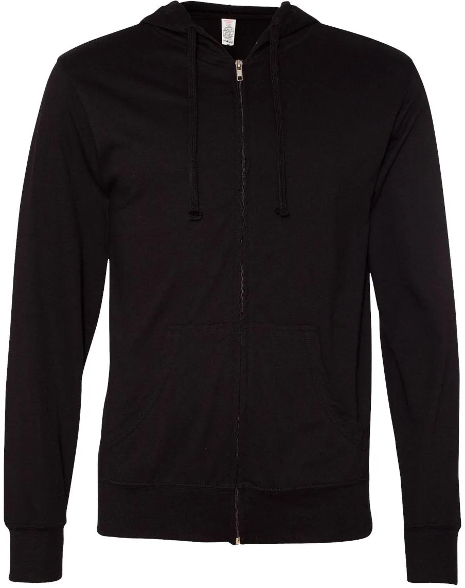 Independent Trading Co. Lightweight Jersey Full-Zip Hooded T-Shirt