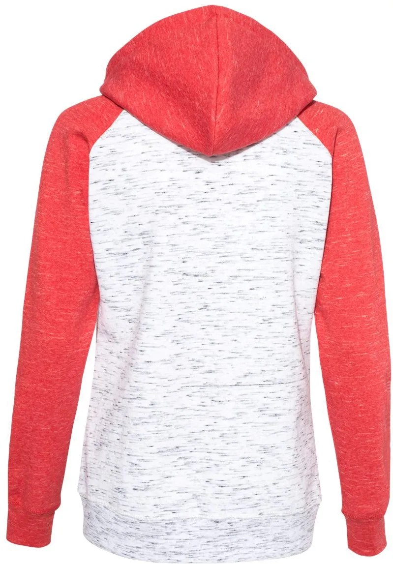 J America Ladies Mlange Fleece Colorblocked Full-Zip Sweatshirt
