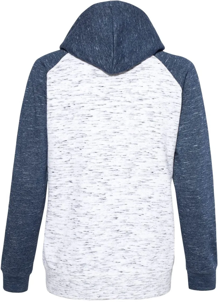 J America Ladies Mlange Fleece Colorblocked Full-Zip Sweatshirt