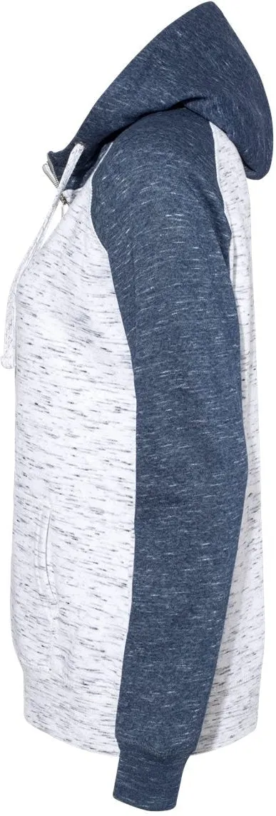 J America Ladies Mlange Fleece Colorblocked Full-Zip Sweatshirt