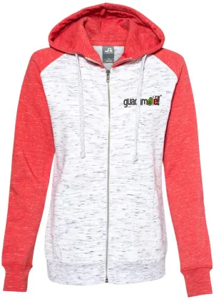 J America Ladies Mlange Fleece Colorblocked Full-Zip Sweatshirt
