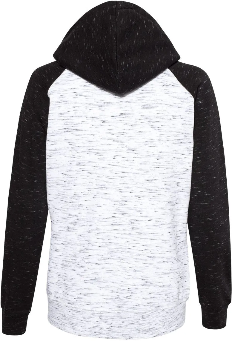 J America Ladies Mlange Fleece Colorblocked Full-Zip Sweatshirt