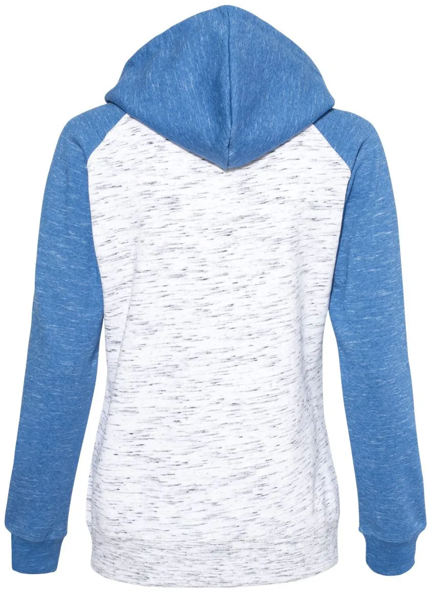 J America Ladies Mlange Fleece Colorblocked Full-Zip Sweatshirt