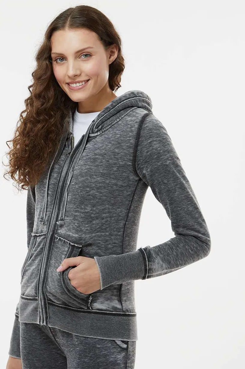 J America Ladies Zen Fleece Full-Zip Hooded Sweatshirt