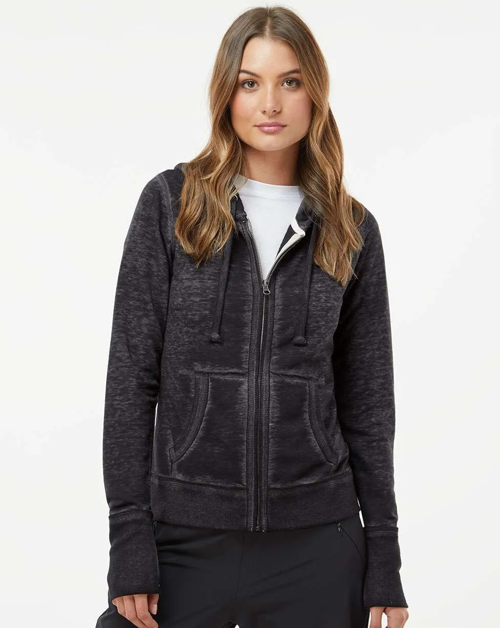 J America Ladies Zen Fleece Full-Zip Hooded Sweatshirt