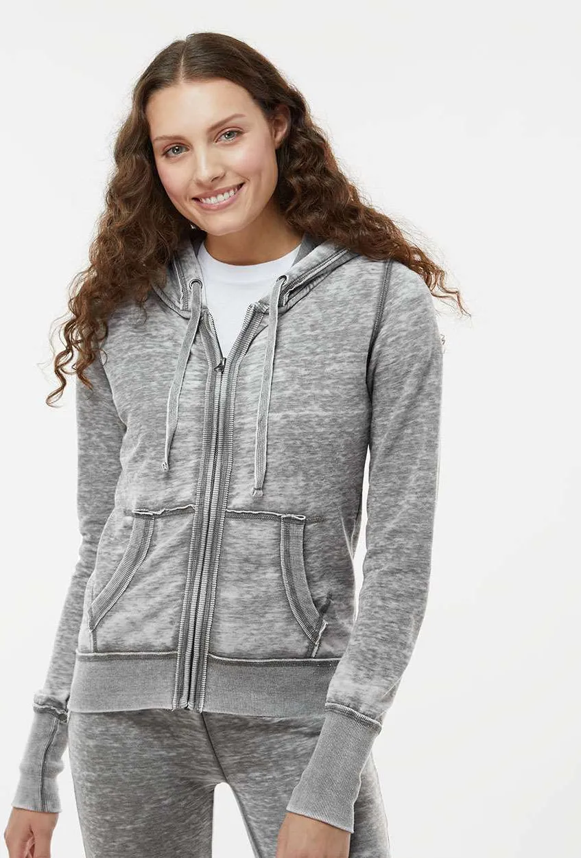 J America Ladies Zen Fleece Full-Zip Hooded Sweatshirt